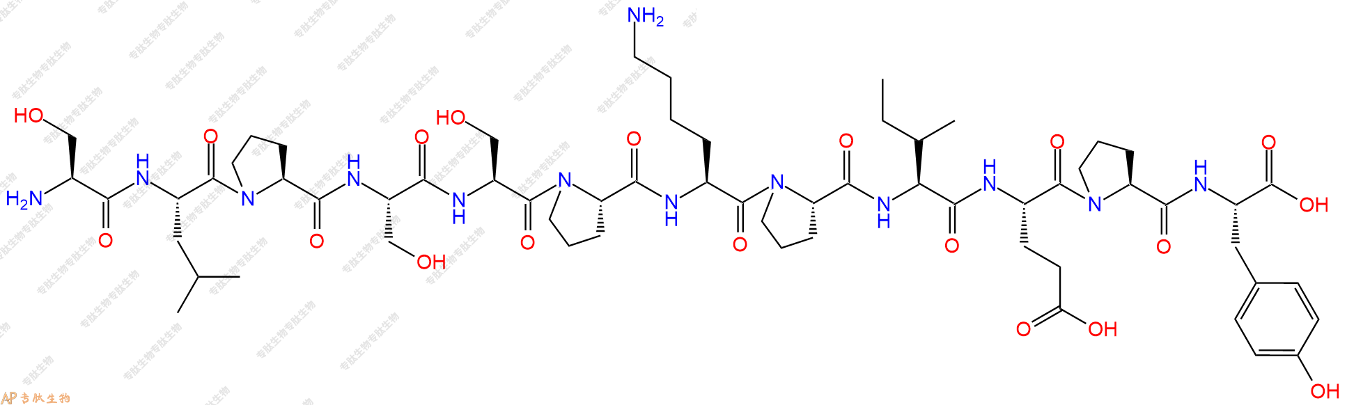 专肽生物产品H2N-Ser-Leu-Pro-Ser-Ser-Pro-Lys-Pro-Ile-Glu-Pro-Tyr-OH