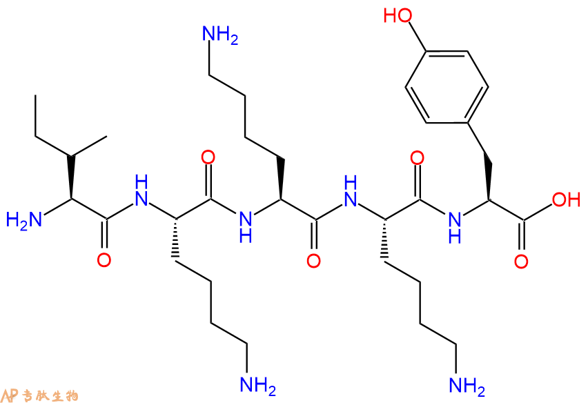 专肽生物产品H2N-Ile-Lys-Lys-Lys-Tyr-OH