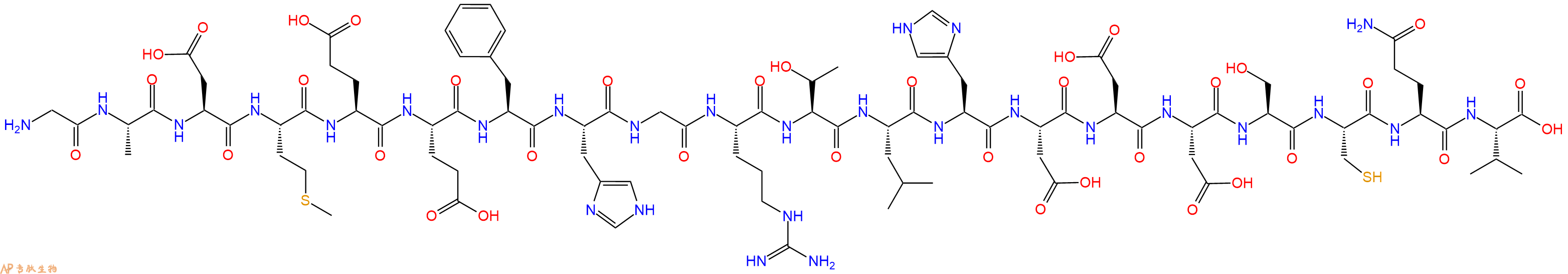 专肽生物产品H2N-Gly-Ala-Asp-Met-Glu-Glu-Phe-His-Gly-Arg-Thr-Leu-His-Asp-Asp-Asp-Ser-Cys-Gln-Val-OH