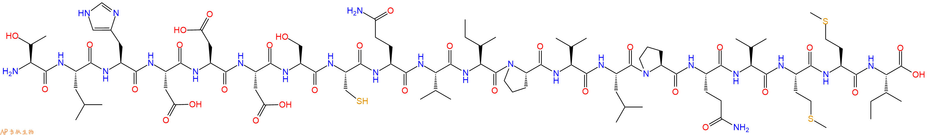 专肽生物产品H2N-Thr-Leu-His-Asp-Asp-Asp-Ser-Cys-Gln-Val-Ile-Pro-Val-Leu-Pro-Gln-Val-Met-Met-Ile-OH