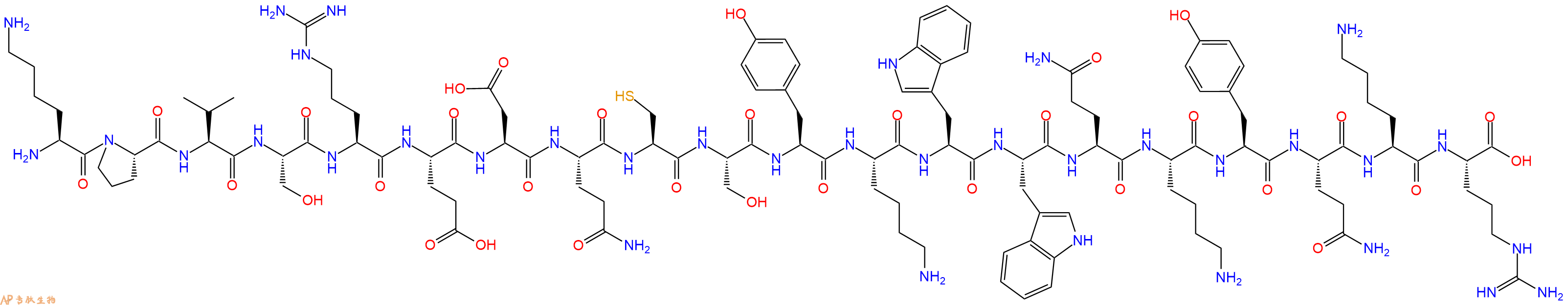 专肽生物产品H2N-Lys-Pro-Val-Ser-Arg-Glu-Asp-Gln-Cys-Ser-Tyr-Lys-Trp-Trp-Gln-Lys-Tyr-Gln-Lys-Arg-OH