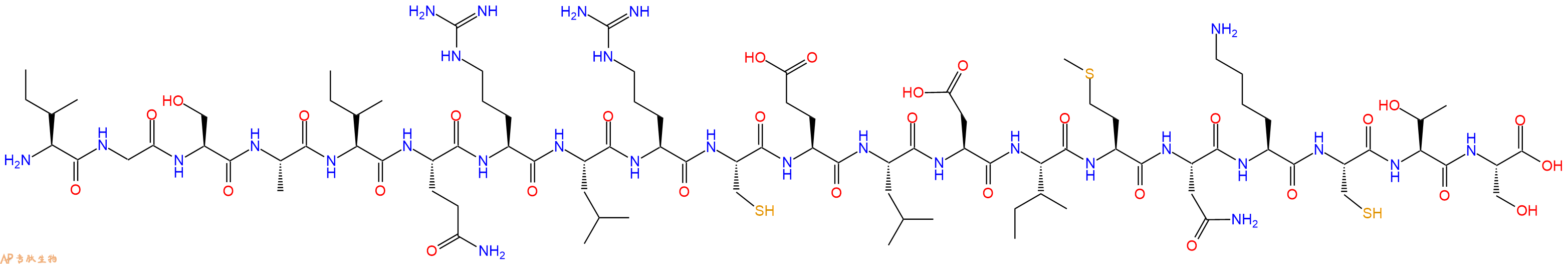 专肽生物产品H2N-Ile-Gly-Ser-Ala-Ile-Gln-Arg-Leu-Arg-Cys-Glu-Leu-Asp-Ile-Met-Asn-Lys-Cys-Thr-Ser-OH
