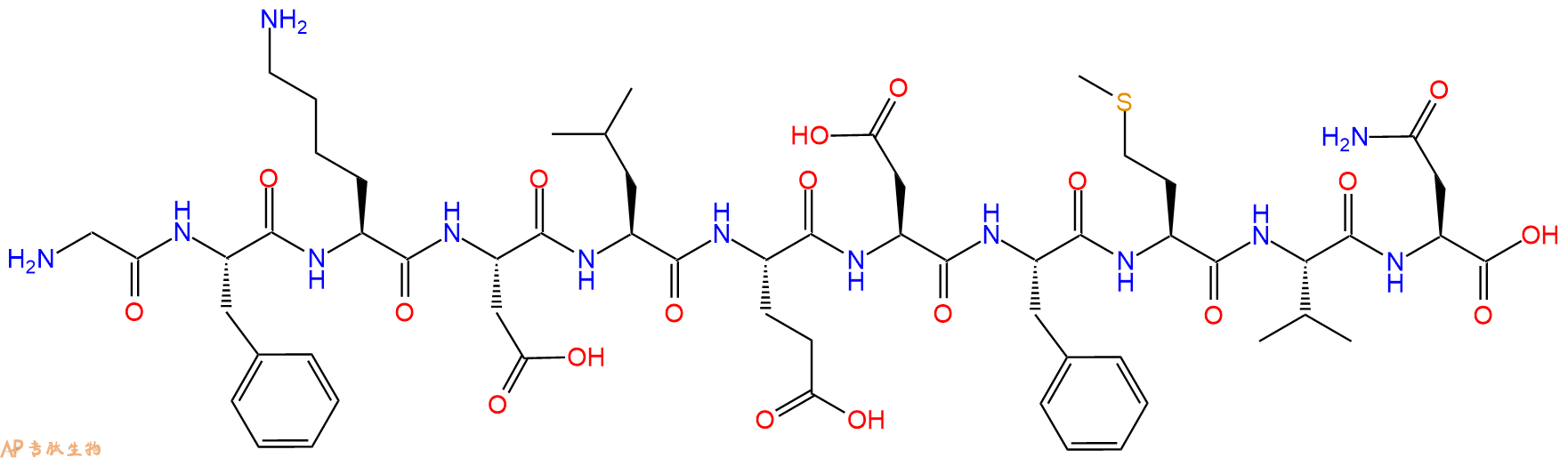 专肽生物产品H2N-Gly-Phe-Lys-Asp-Leu-Glu-Asp-Phe-Met-Val-Asn-OH