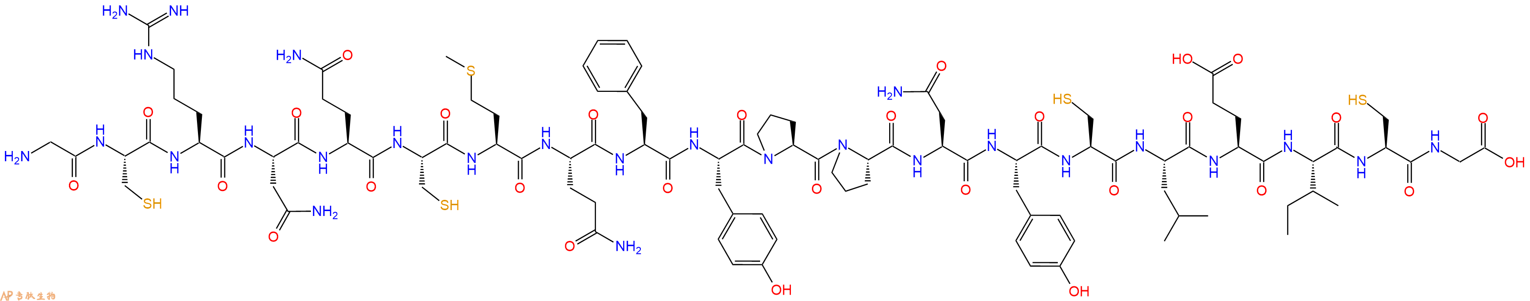 专肽生物产品H2N-Gly-Cys-Arg-Asn-Gln-Cys-Met-Gln-Phe-Tyr-Pro-Pro-Asn-Tyr-Cys-Leu-Glu-Ile-Cys-Gly-OH