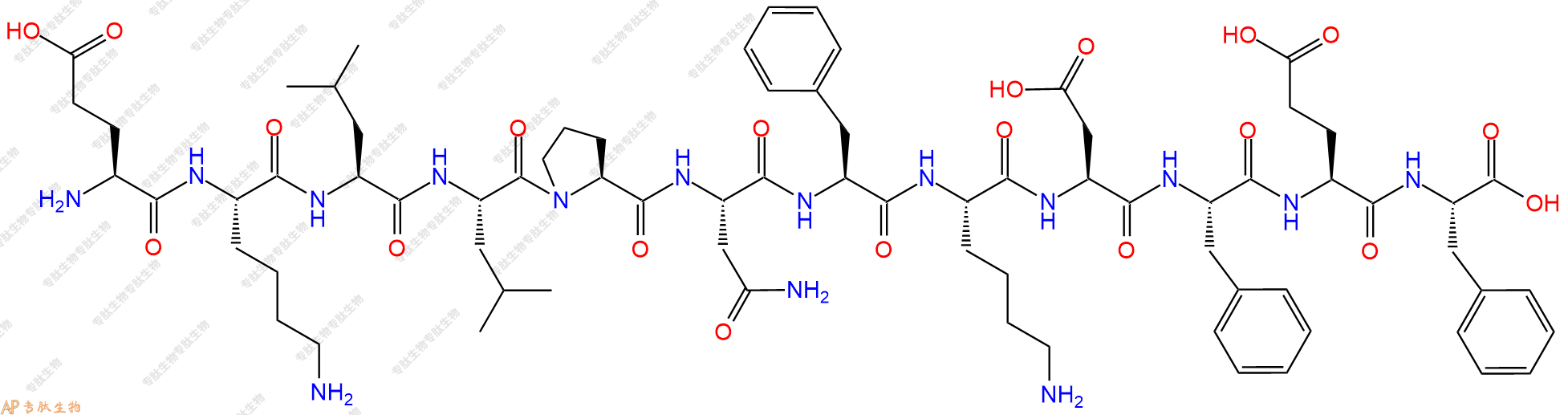 专肽生物产品H2N-Glu-Lys-Leu-Leu-Pro-Asn-Phe-Lys-Asp-Phe-Glu-Phe-OH