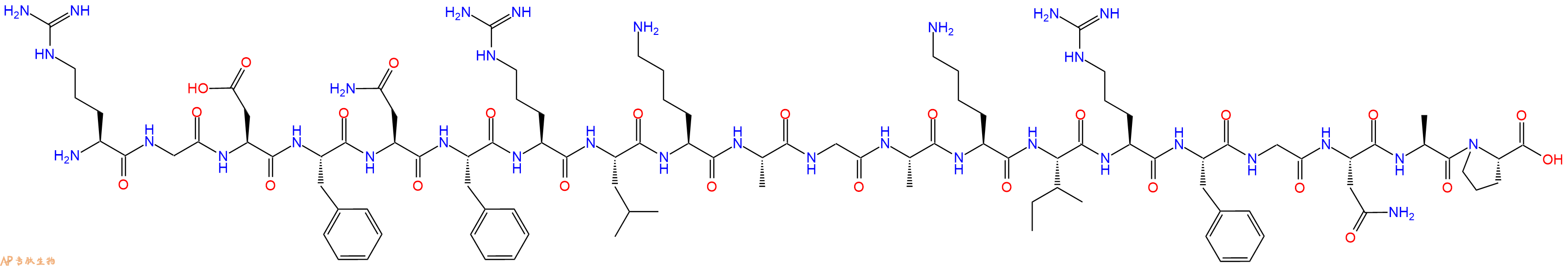 专肽生物产品H2N-Arg-Gly-Asp-Phe-Asn-Phe-Arg-Leu-Lys-Ala-Gly-Ala-Lys-Ile-Arg-Phe-Gly-Asn-Ala-Pro-OH
