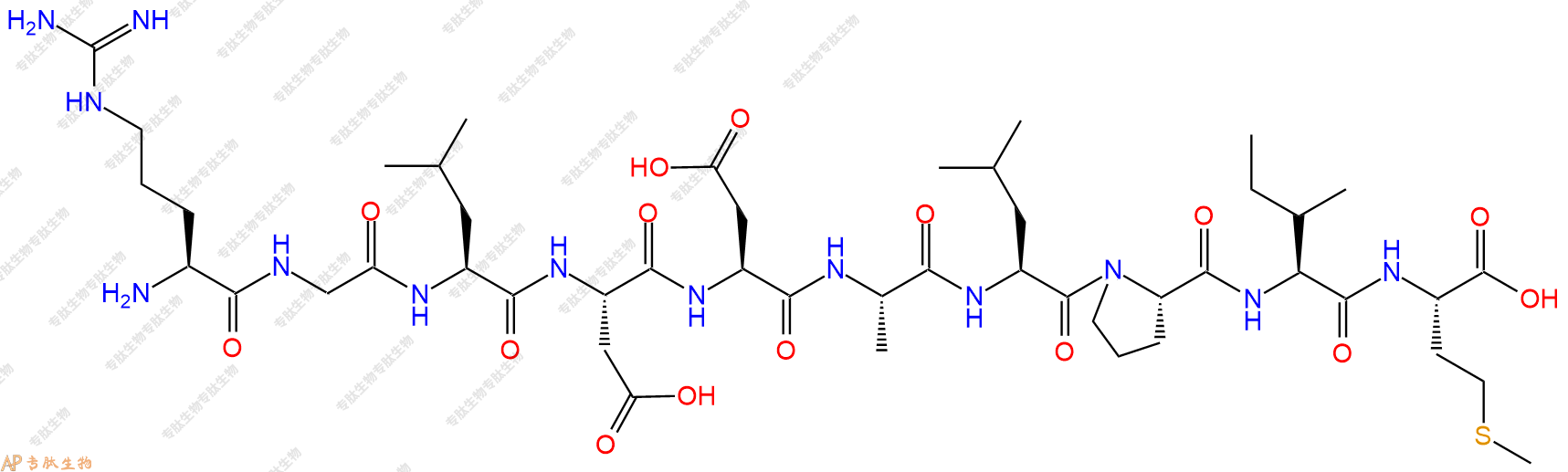 专肽生物产品H2N-Arg-Gly-Leu-Asp-Asp-Ala-Leu-Pro-Ile-Met-OH