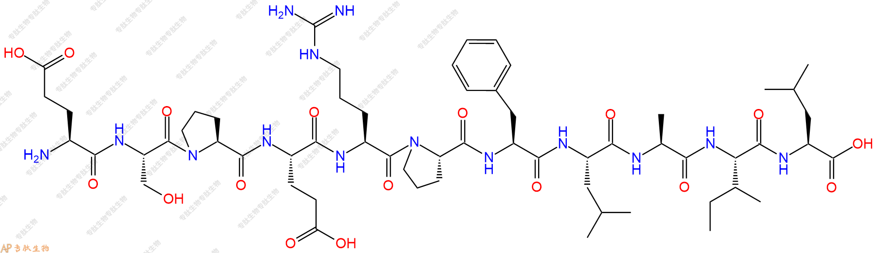 专肽生物产品H2N-Glu-Ser-Pro-Glu-Arg-Pro-Phe-Leu-Ala-Ile-Leu-OH