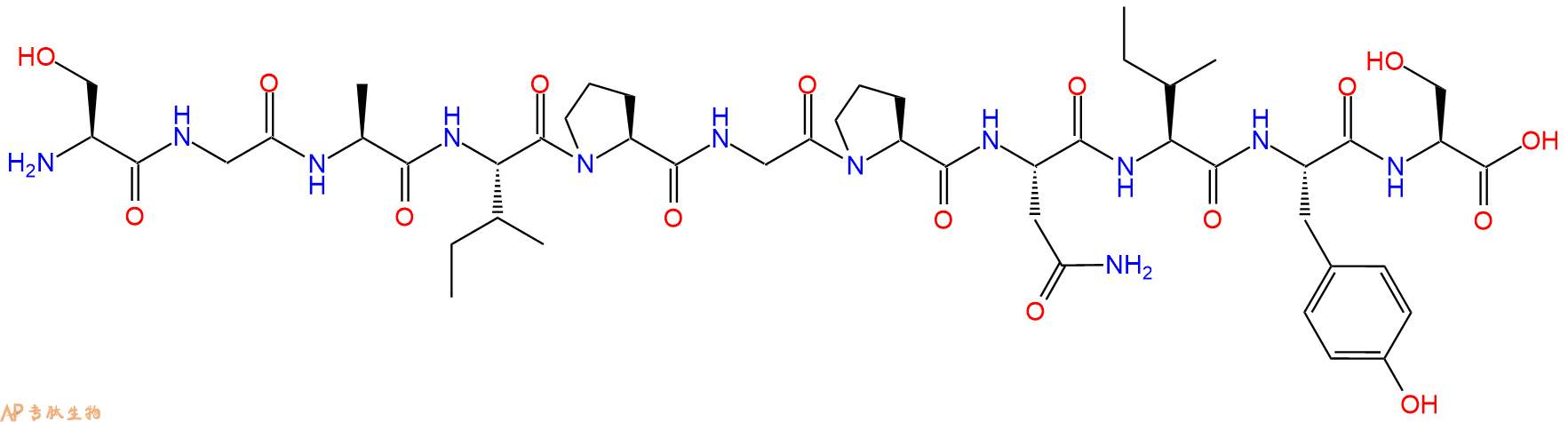 专肽生物产品H2N-Ser-Gly-Ala-Ile-Pro-Gly-Pro-Asn-Ile-Tyr-Ser-OH