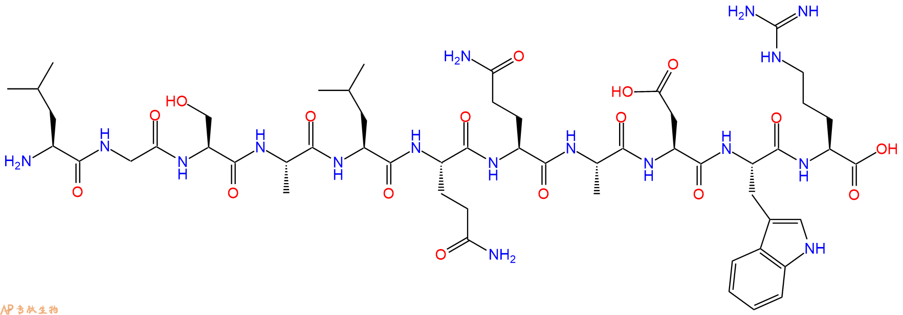 专肽生物产品H2N-Leu-Gly-Ser-Ala-Leu-Gln-Gln-Ala-Asp-Trp-Arg-OH