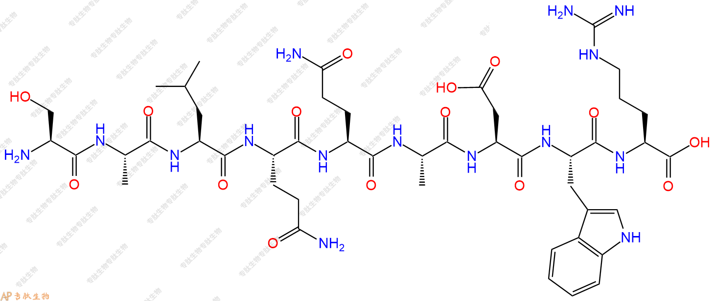 专肽生物产品H2N-Ser-Ala-Leu-Gln-Gln-Ala-Asp-Trp-Arg-OH
