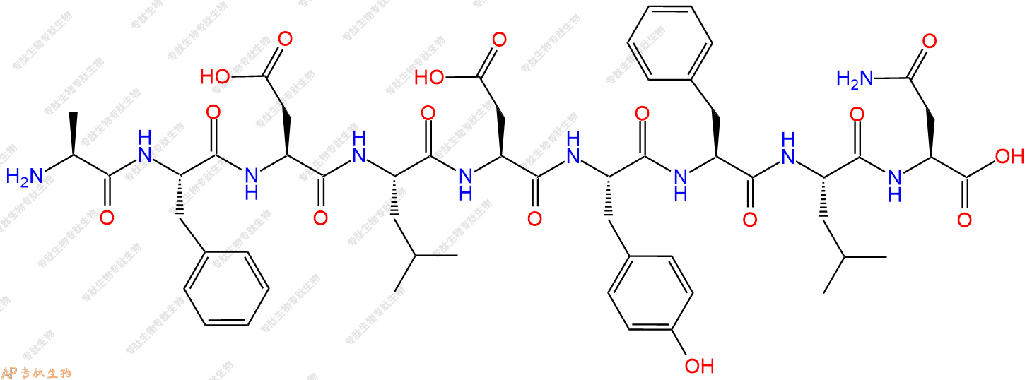 专肽生物产品H2N-Ala-Phe-Asp-Leu-Asp-Tyr-Phe-Leu-Asn-OH