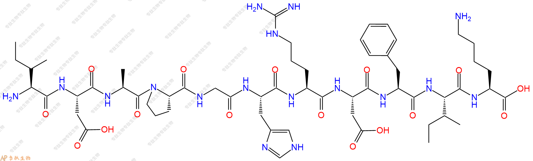专肽生物产品H2N-Ile-Asp-Ala-Pro-Gly-His-Arg-Asp-Phe-Ile-Lys-OH