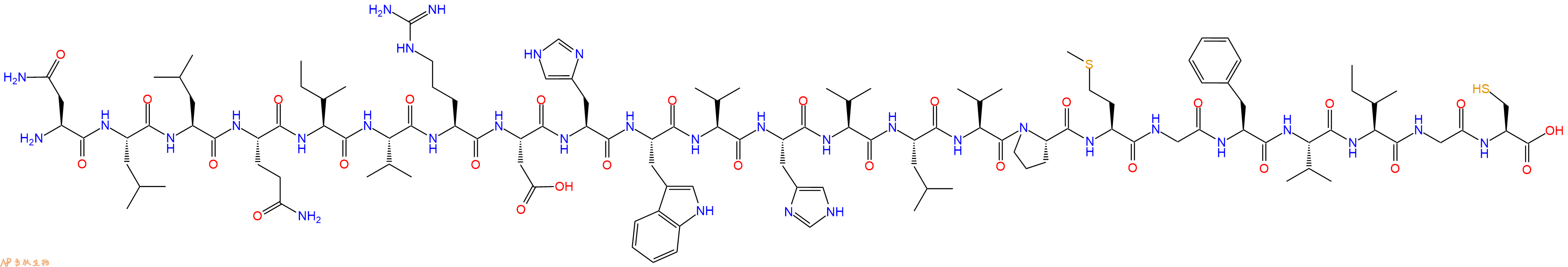 专肽生物产品H2N-Asn-Leu-Leu-Gln-Ile-Val-Arg-Asp-His-Trp-Val-His-Val-Leu-Val-Pro-Met-Gly-Phe-Val-Ile-Gly-Cys-OH