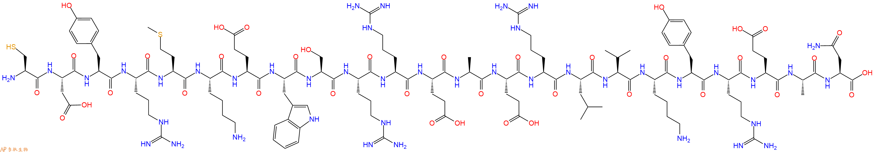 专肽生物产品H2N-Cys-Asp-Tyr-Arg-Met-Lys-Glu-Trp-Ser-Arg-Arg-Glu-Ala-Glu-Arg-Leu-Val-Lys-Tyr-Arg-Glu-Ala-Asn-OH