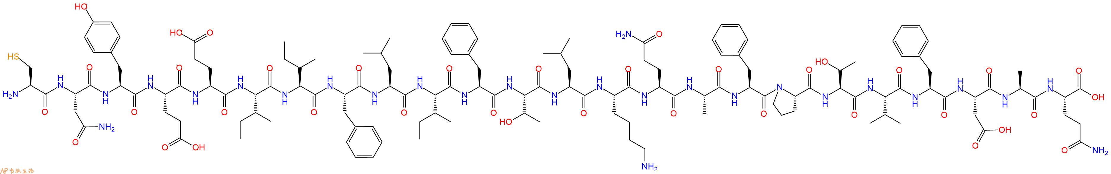 专肽生物产品H2N-Cys-Asn-Tyr-Glu-Glu-Ile-Ile-Phe-Leu-Ile-Phe-Thr-Leu-Lys-Gln-Ala-Phe-Pro-Thr-Val-Phe-Asp-Ala-Gln-OH