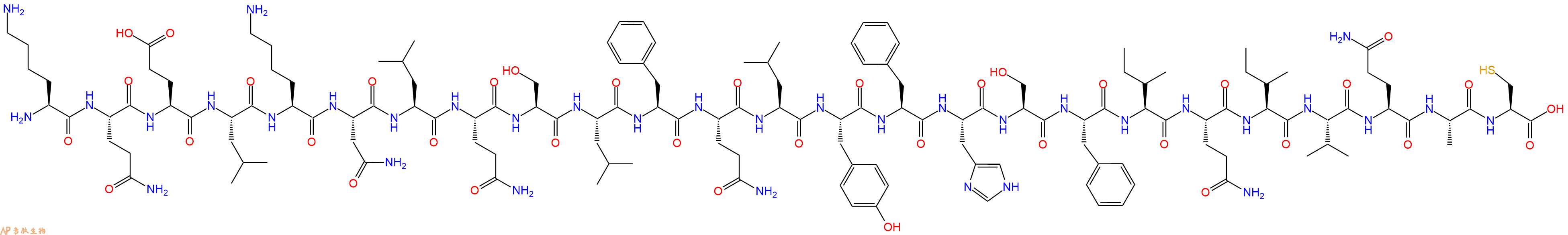 专肽生物产品H2N-Lys-Gln-Glu-Leu-Lys-Asn-Leu-Gln-Ser-Leu-Phe-Gln-Leu-Tyr-Phe-His-Ser-Phe-Ile-Gln-Ile-Val-Gln-Ala-Cys-OH