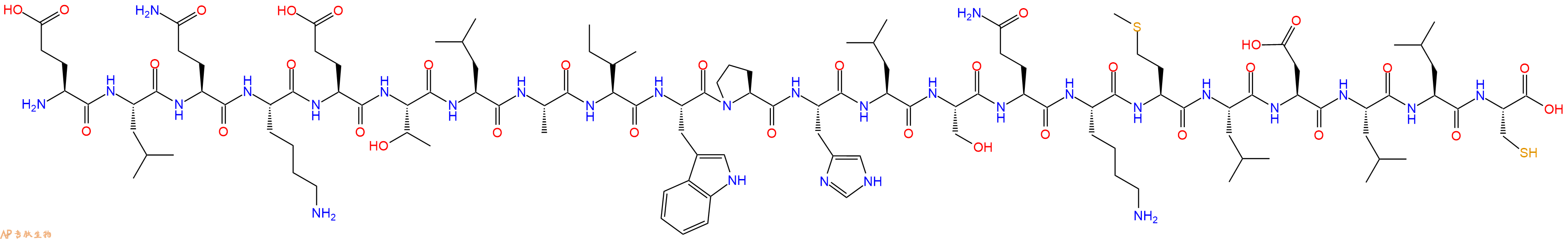 专肽生物产品H2N-Glu-Leu-Gln-Lys-Glu-Thr-Leu-Ala-Ile-Trp-Pro-His-Leu-Ser-Gln-Lys-Met-Leu-Asp-Leu-Leu-Cys-OH