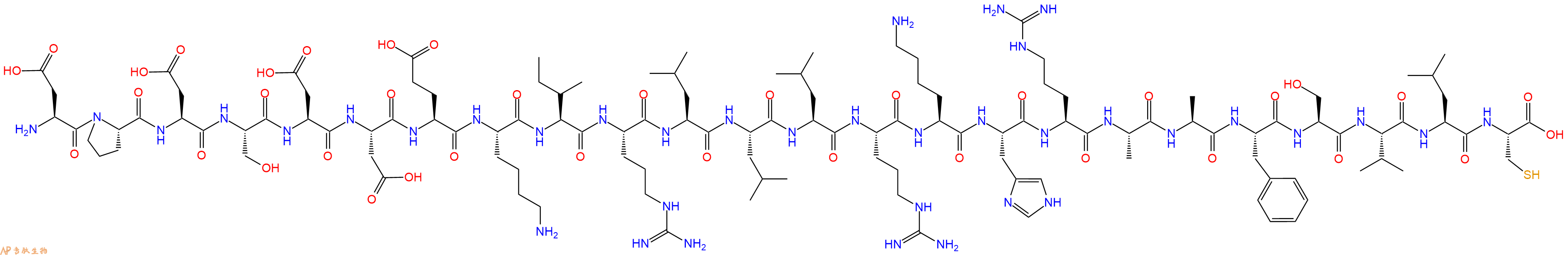 专肽生物产品H2N-Asp-Pro-Asp-Ser-Asp-Asp-Glu-Lys-Ile-Arg-Leu-Leu-Leu-Arg-Lys-His-Arg-Ala-Ala-Phe-Ser-Val-Leu-Cys-OH