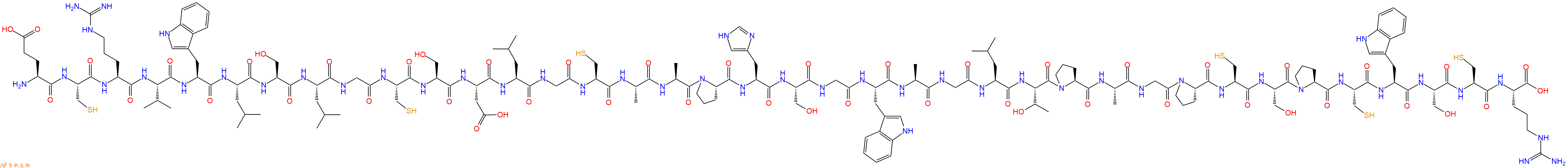 专肽生物产品H2N-Glu-Cys-Arg-Val-Trp-Leu-Ser-Leu-Gly-Cys-Ser-Asp-Leu-Gly-Cys-Ala-Ala-Pro-His-Ser-Gly-Trp-Ala-Gly-Leu-Thr-Pro-Ala-Gly-Pro-Cys-Ser-Pro-Cys-Trp-Ser-Cys-Arg-OH