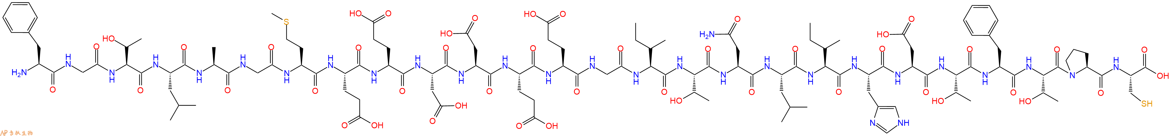专肽生物产品H2N-Phe-Gly-Thr-Leu-Ala-Gly-Met-Glu-Glu-Asp-Asp-Glu-Glu-Gly-Ile-Thr-Asn-Leu-Ile-His-Asp-Thr-Phe-Thr-Pro-Cys-OH