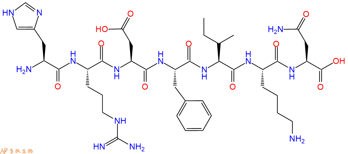 专肽生物产品H2N-His-Arg-Asp-Phe-Ile-Lys-Asn-OH