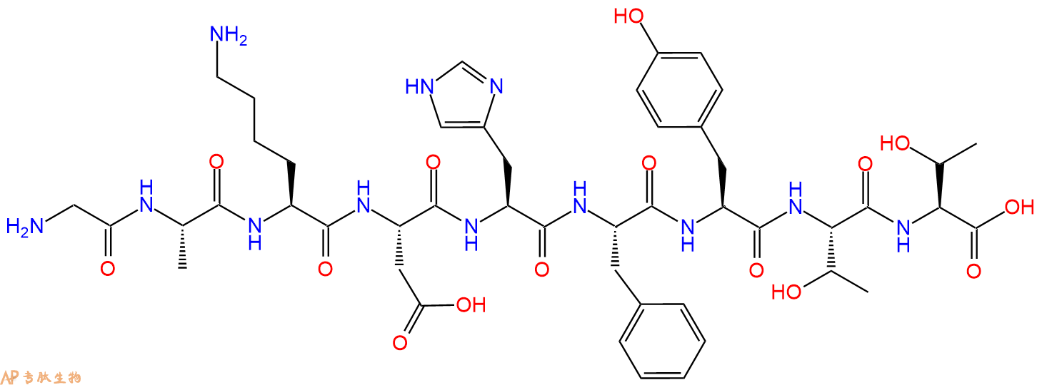 专肽生物产品H2N-Gly-Ala-Lys-Asp-His-Phe-Tyr-Thr-Thr-OH