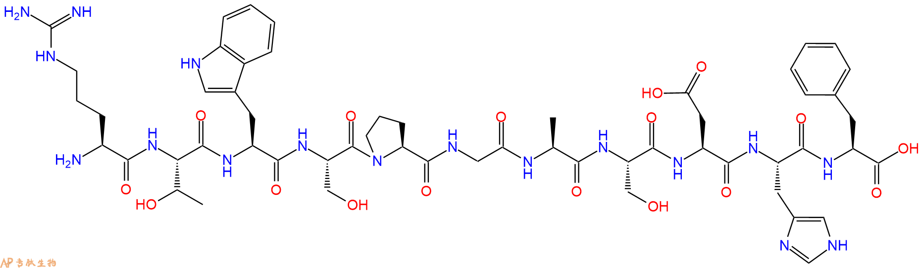 专肽生物产品H2N-Arg-Thr-Trp-Ser-Pro-Gly-Ala-Ser-Asp-His-Phe-OH