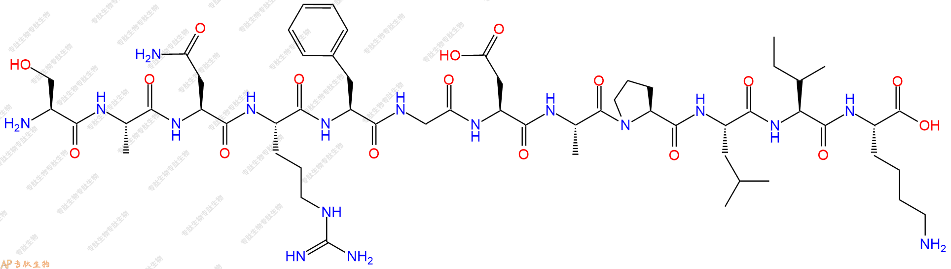 专肽生物产品H2N-Ser-Ala-Asn-Arg-Phe-Gly-Asp-Ala-Pro-Leu-Ile-Lys-OH