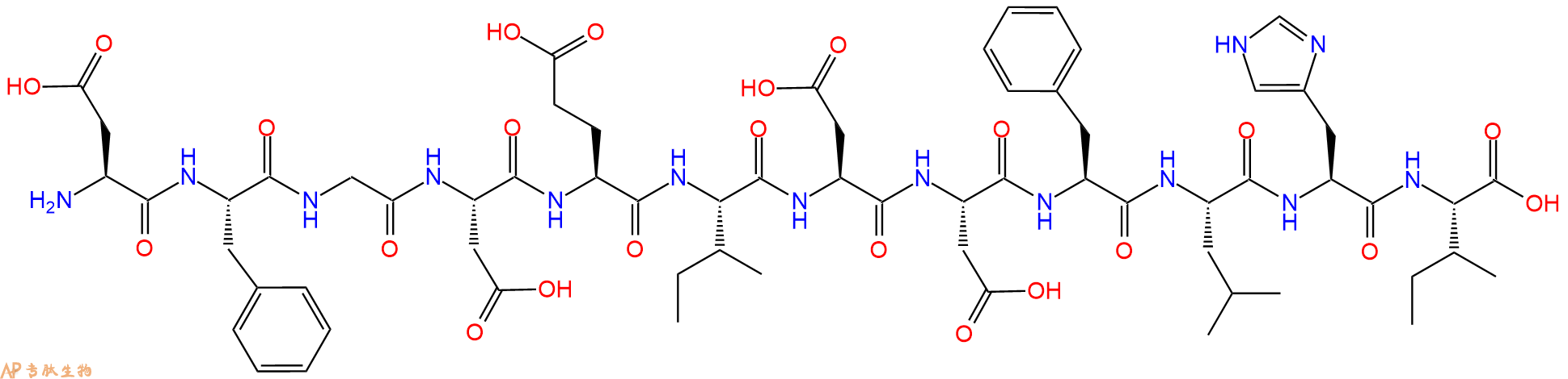 专肽生物产品H2N-Asp-Phe-Gly-Asp-Glu-Ile-Asp-Asp-Phe-Leu-His-Ile-OH