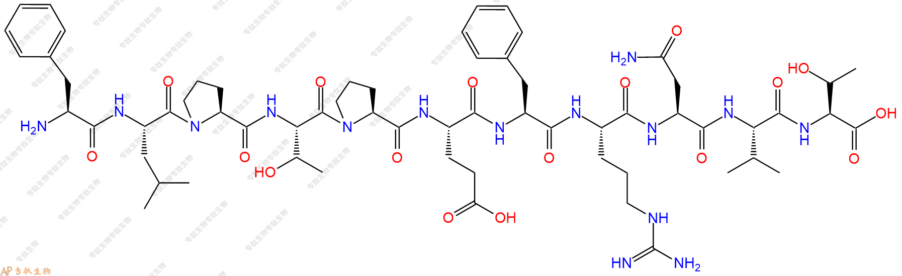 专肽生物产品H2N-Phe-Leu-Pro-Thr-Pro-Glu-Phe-Arg-Asn-Val-Thr-OH