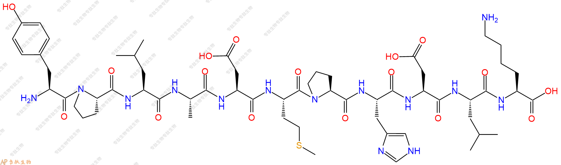 专肽生物产品H2N-Tyr-Pro-Leu-Ala-Asp-Met-Pro-His-Asp-Leu-Lys-OH