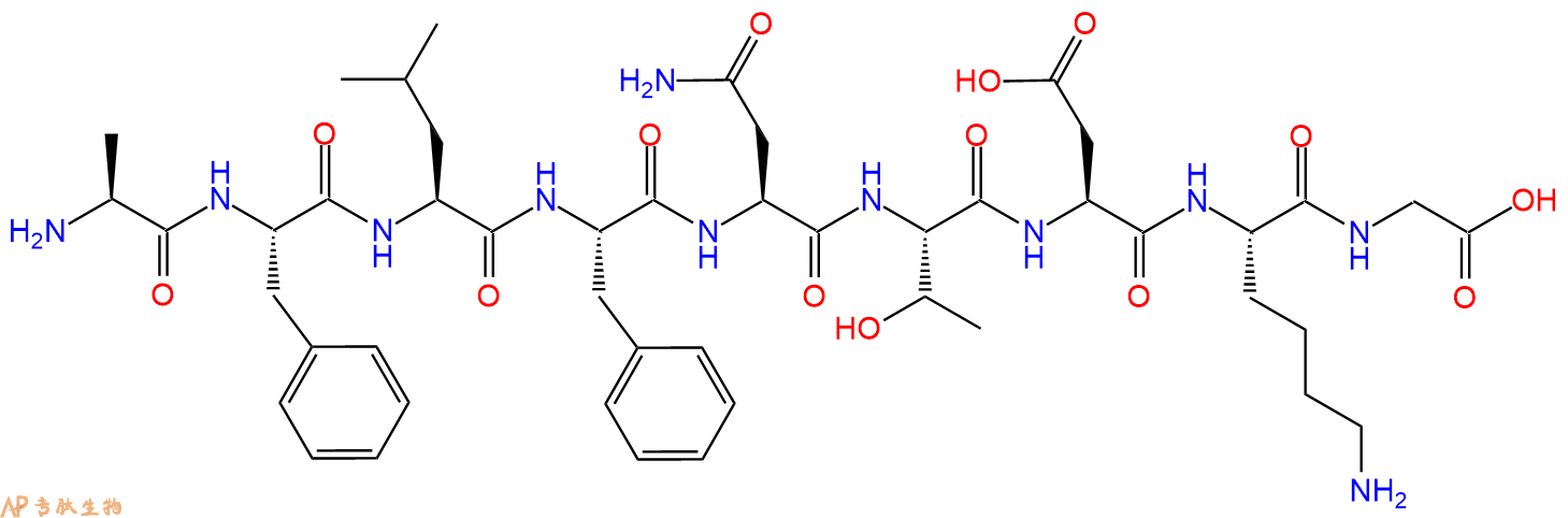 专肽生物产品H2N-Ala-Phe-Leu-Phe-Asn-Thr-Asp-Lys-Gly-OH