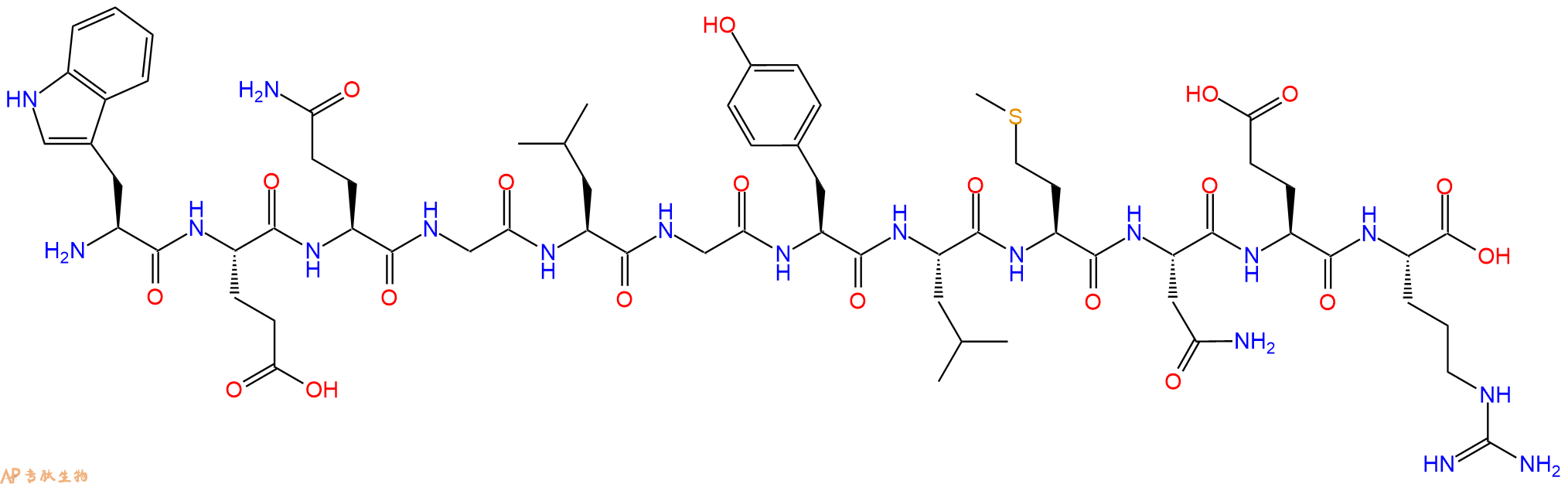 专肽生物产品H2N-Trp-Glu-Gln-Gly-Leu-Gly-Tyr-Leu-Met-Asn-Glu-Arg-OH