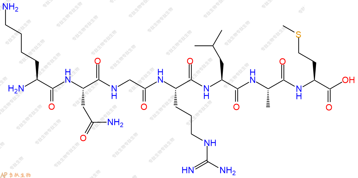 专肽生物产品H2N-Lys-Asn-Gly-Arg-Leu-Ala-Met-OH