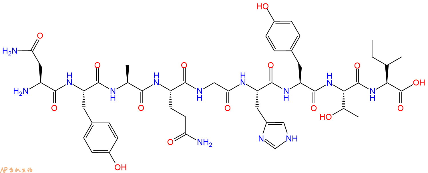 专肽生物产品H2N-Asn-Tyr-Ala-Gln-Gly-His-Tyr-Thr-Ile-OH
