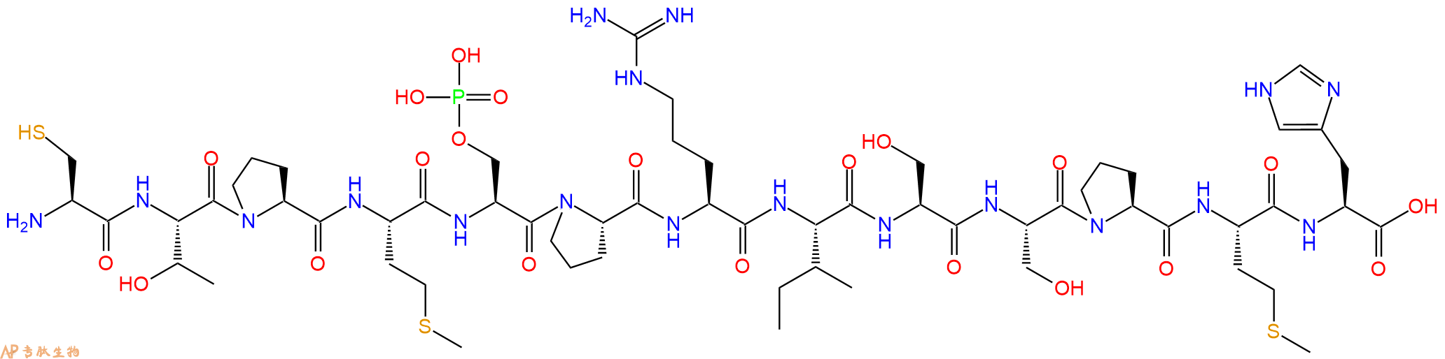 专肽生物产品H2N-Cys-Thr-Pro-Met-Ser(PO3H2)-Pro-Arg-Ile-Ser-Ser-Pro-Met-His-OH