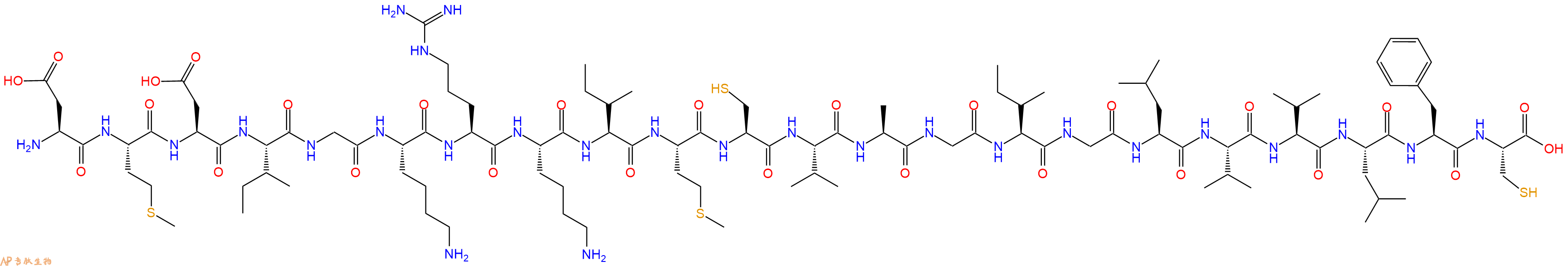 专肽生物产品H2N-Asp-Met-Asp-Ile-Gly-Lys-Arg-Lys-Ile-Met-Cys-Val-Ala-Gly-Ile-Gly-Leu-Val-Val-Leu-Phe-Cys-OH