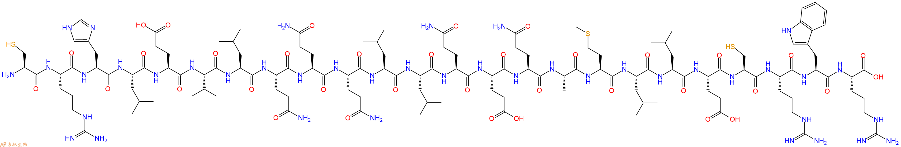 专肽生物产品H2N-Cys-Arg-His-Leu-Glu-Val-Leu-Gln-Gln-Gln-Leu-Leu-Gln-Glu-Gln-Ala-Met-Leu-Leu-Glu-Cys-Arg-Trp-Arg-OH