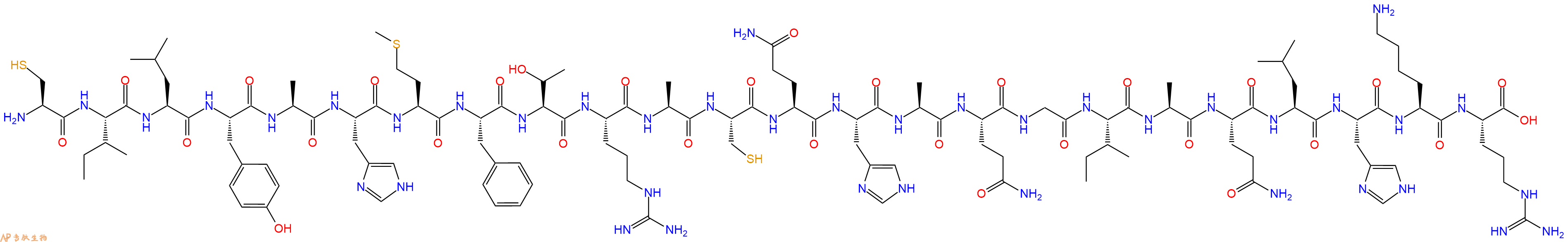 专肽生物产品H2N-Cys-Ile-Leu-Tyr-Ala-His-Met-Phe-Thr-Arg-Ala-Cys-Gln-His-Ala-Gln-Gly-Ile-Ala-Gln-Leu-His-Lys-Arg-OH