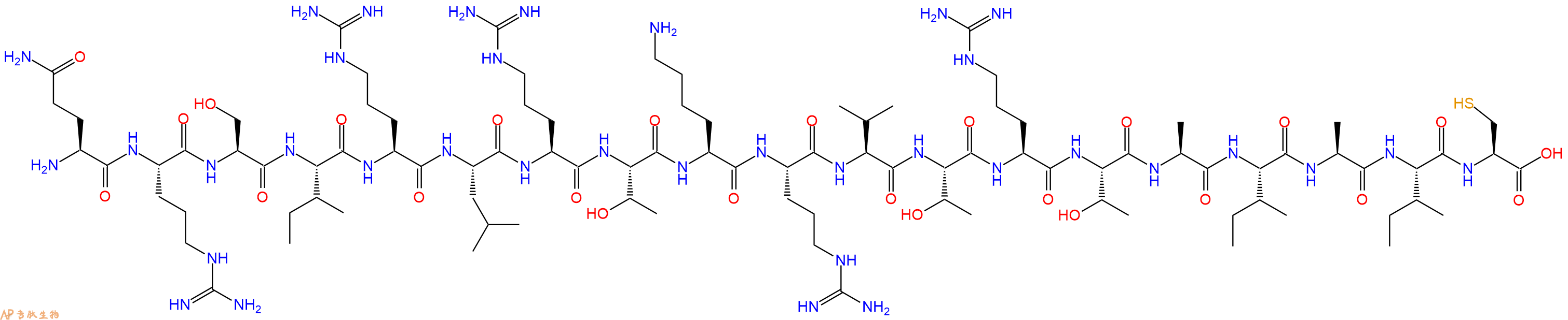 专肽生物产品H2N-Gln-Arg-Ser-Ile-Arg-Leu-Arg-Thr-Lys-Arg-Val-Thr-Arg-Thr-Ala-Ile-Ala-Ile-Cys-OH