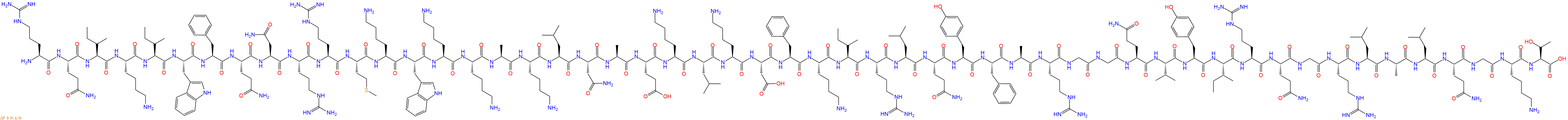 专肽生物产品H2N-Arg-Gln-Ile-Lys-Ile-Trp-Phe-Gln-Asn-Arg-Arg-Met-Lys-Trp-Lys-Lys-Ala-Lys-Leu-Asn-Ala-Glu-Lys-Leu-Lys-Asp-Phe-Lys-Ile-Arg-Leu-Gln-Tyr-Phe-Ala-Arg-Gly-Gly-Gln-Val-Tyr-Ile-Arg-Gln-Gly-Arg-Leu-Ala-Leu-Gln-Gly-Lys-Thr-OH