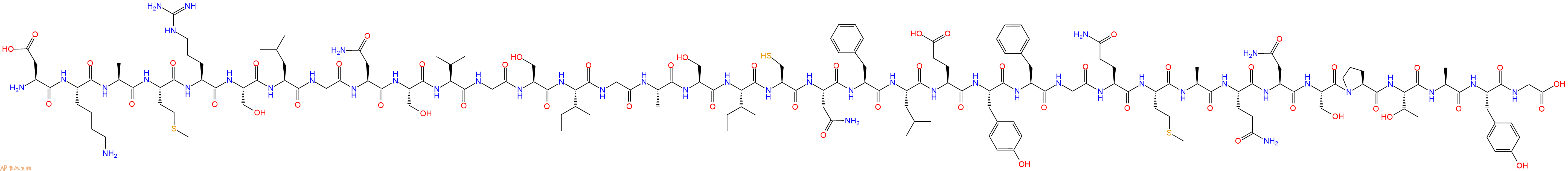 专肽生物产品H2N-Asp-Lys-Ala-Met-Arg-Ser-Leu-Gly-Asn-Ser-Val-Gly-Ser-Ile-Gly-Ala-Ser-Ile-Cys-Asn-Phe-Leu-Glu-Tyr-Phe-Gly-Gln-Met-Ala-Gln-Asn-Ser-Pro-Thr-Ala-Tyr-Gly-OH