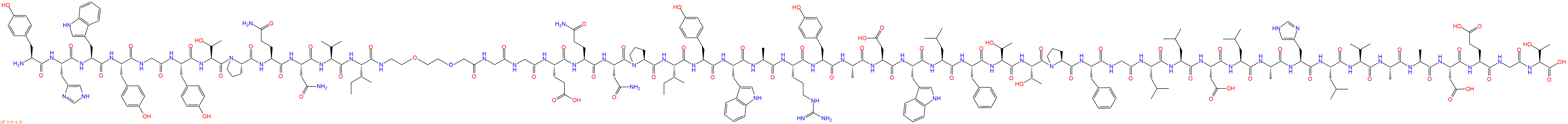 专肽生物产品Tyr-His-Trp-Tyr-Gly-Tyr-Thr-Pro-Gln-Asn-Val-Ile-PEG2-Gly-Gly-Glu-Gln-Asn-Pro-Ile-Tyr-Trp-Ala-Arg-Tyr-Ala-Asp-Trp-Leu-Phe-Thr-Thr-Pro-Phe-Gly-Leu-Leu-Asp-Leu-Ala-His-Leu-Val-Ala-Ala-Asp-Glu-Gly-Thr