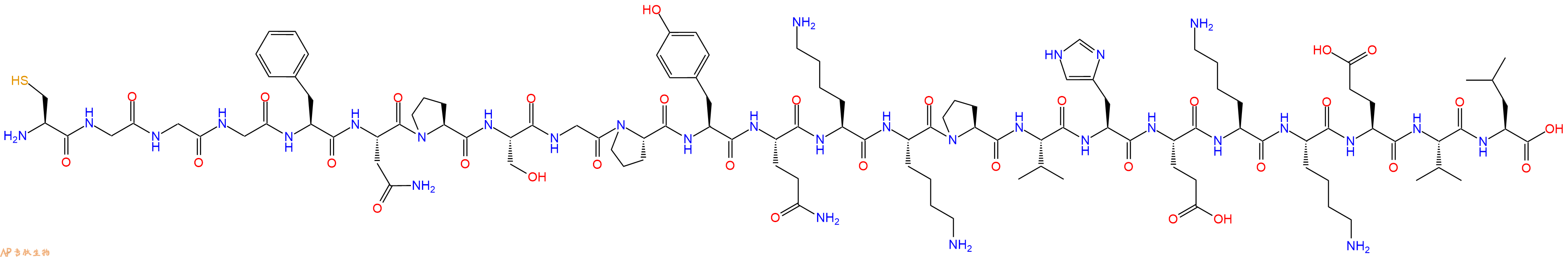 专肽生物产品H2N-Cys-Gly-Gly-Gly-Phe-Asn-Pro-Ser-Gly-Pro-Tyr-Gln-Lys-Lys-Pro-Val-His-Glu-Lys-Lys-Glu-Val-Leu-OH
