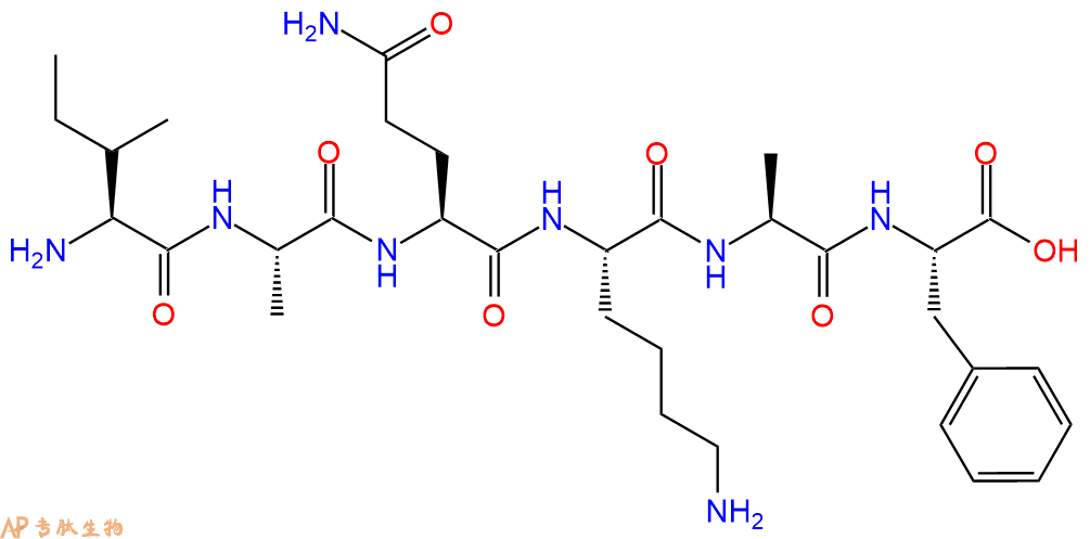 专肽生物产品H2N-Ile-Ala-Gln-Lys-Ala-Phe-OH