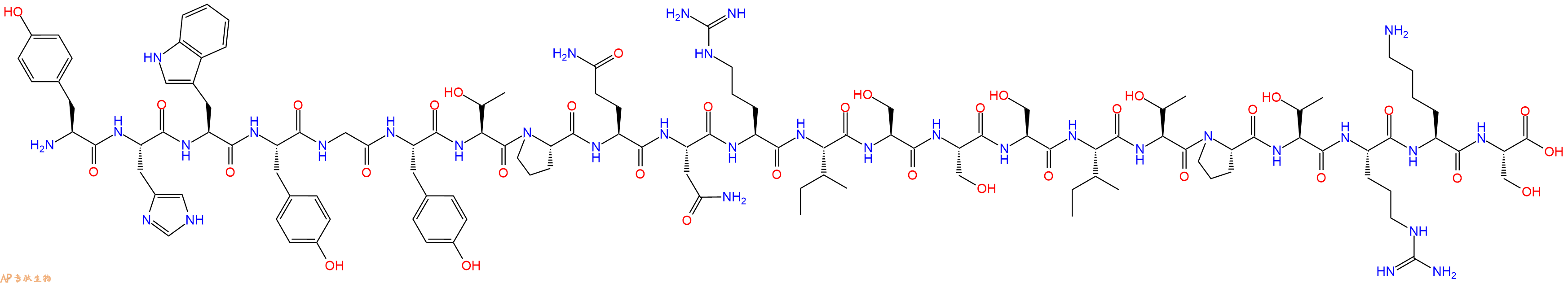 专肽生物产品H2N-Tyr-His-Trp-Tyr-Gly-Tyr-Thr-Pro-Gln-Asn-Arg-Ile-Ser-Ser-Ser-Ile-Thr-Pro-Thr-Arg-Lys-Ser-OH