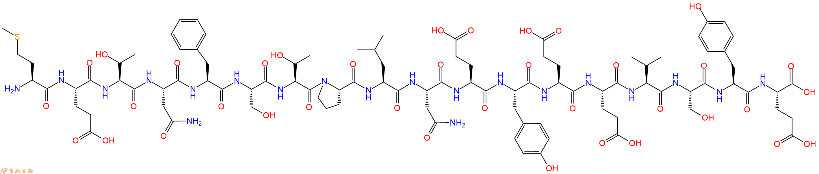 专肽生物产品H2N-Met-Glu-Thr-Asn-Phe-Ser-Thr-Pro-Leu-Asn-Glu-Tyr-Glu-Glu-Val-Ser-Tyr-Glu-OH
