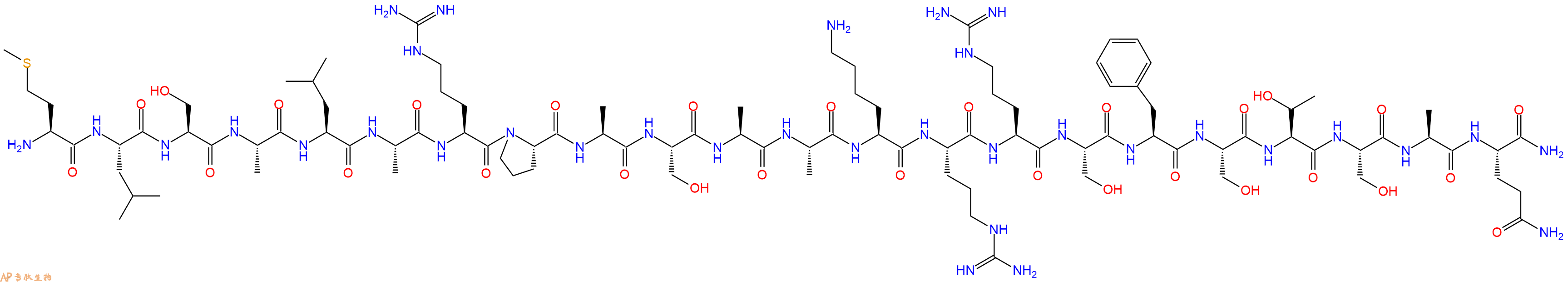 专肽生物产品H2N-Met-Leu-Ser-Ala-Leu-Ala-Arg-Pro-Ala-Ser-Ala-Ala-Lys-Arg-Arg-Ser-Phe-Ser-Thr-Ser-Ala-Gln-NH2