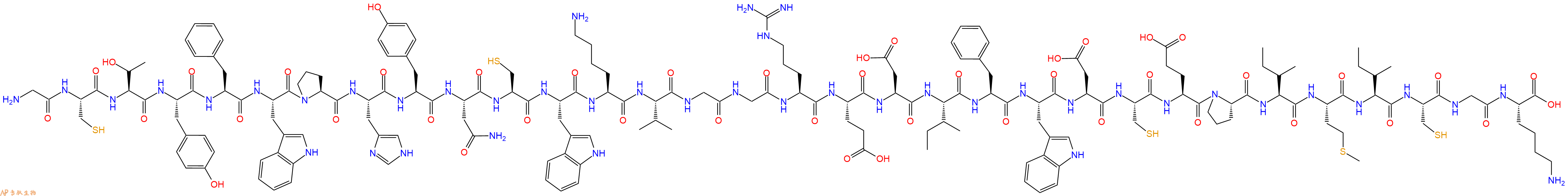专肽生物产品H2N-Gly-Cys-Thr-Tyr-Phe-Trp-Pro-His-Tyr-Asn-Cys-Trp-Lys-Val-Gly-Gly-Arg-Glu-Asp-Ile-Phe-Trp-Asp-Cys-Glu-Pro-Ile-Met-Ile-Cys-Gly-Lys-OH